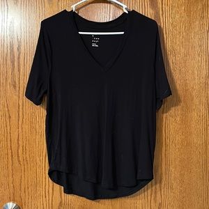 A new day black V-neck short sleeve top